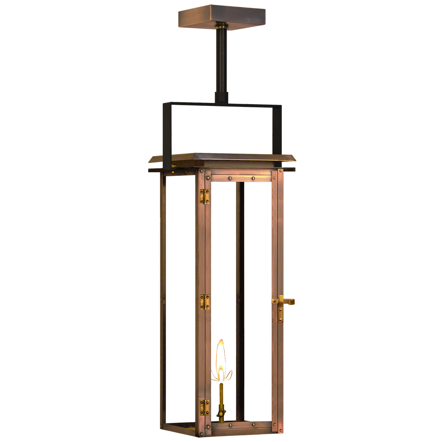 Hyland 30" Contemporary Yoke Lantern in Antique Copper, Gas