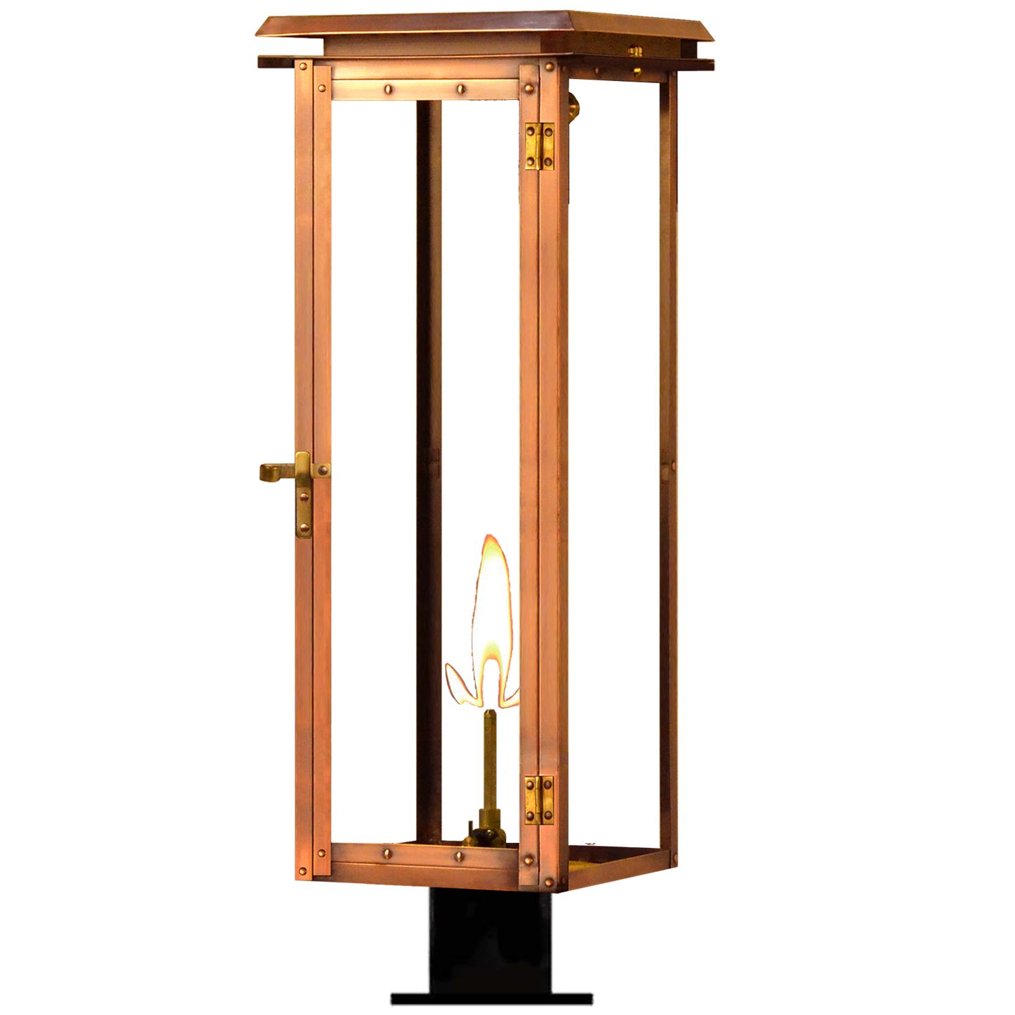 Hyland 30" Post Fitter Lantern in Antique Copper, Gas
