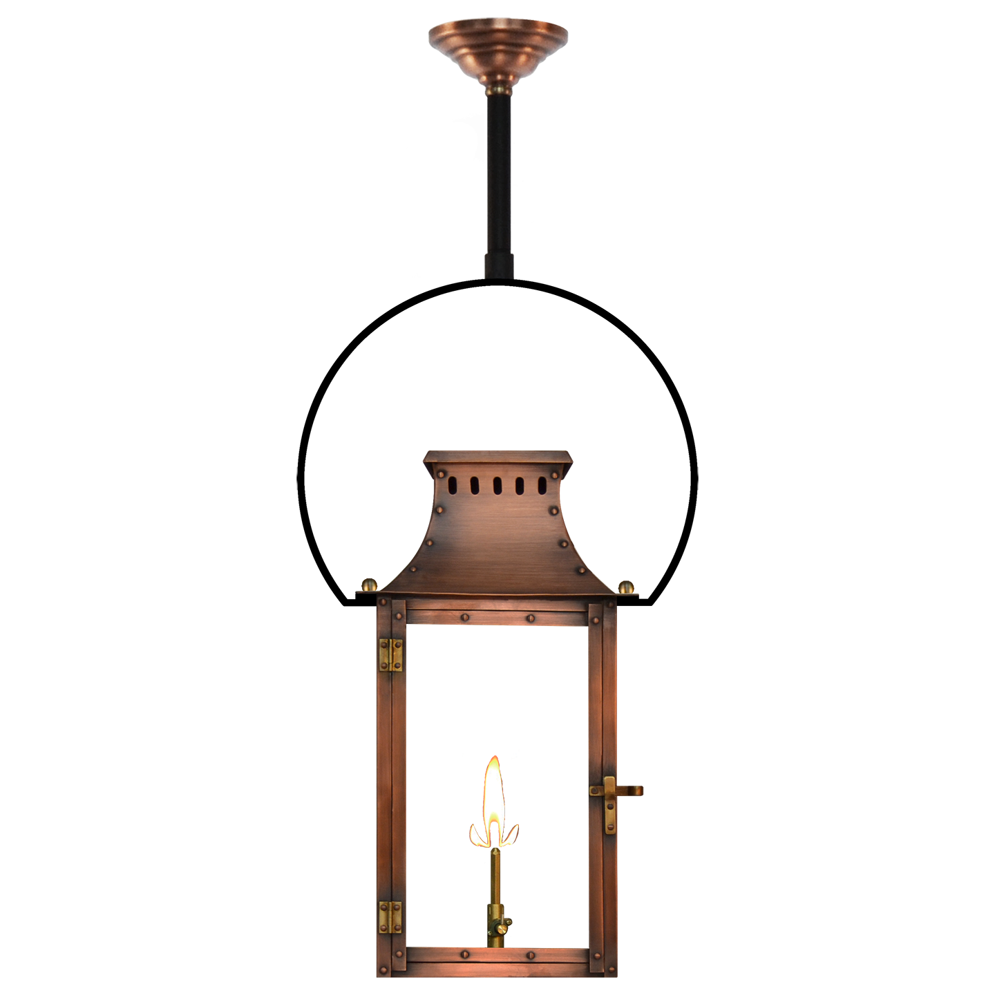 Market Street 16" Yoke Ceiling Lantern in Antique Copper, Gas, Propane Tip