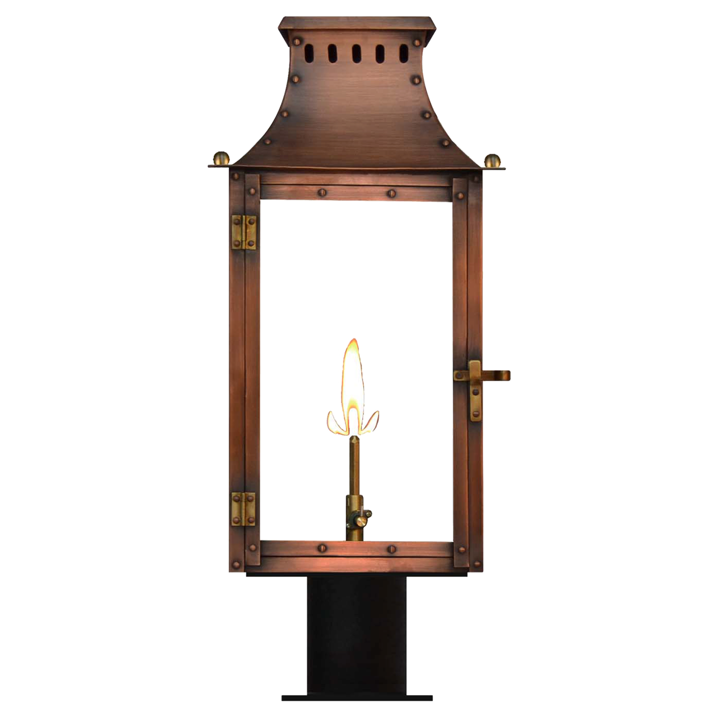 Market Street 16" Post Lantern in Antique Copper, Gas
