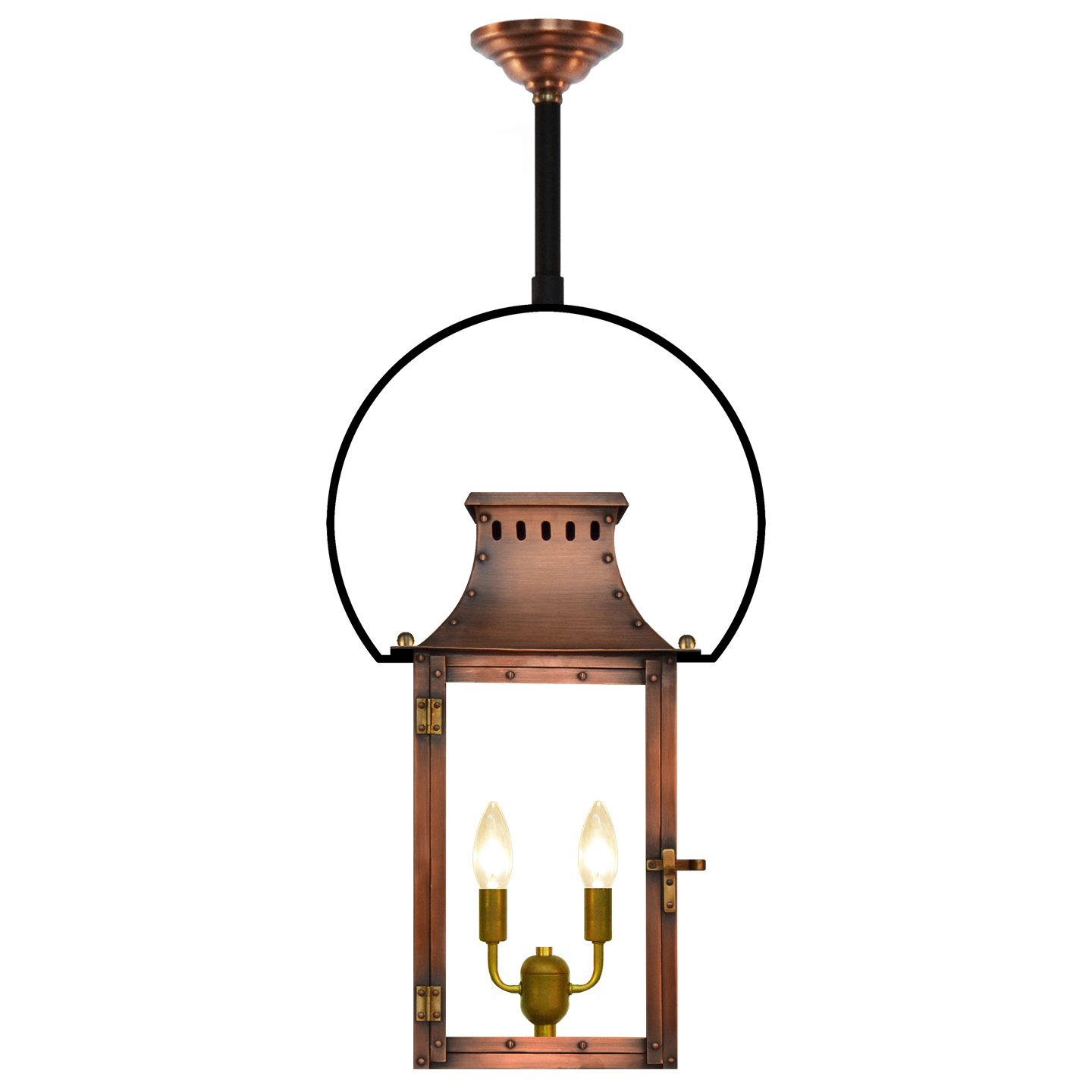 Market Street 19" Yoke Ceiling Lantern in Antique Copper, Electric