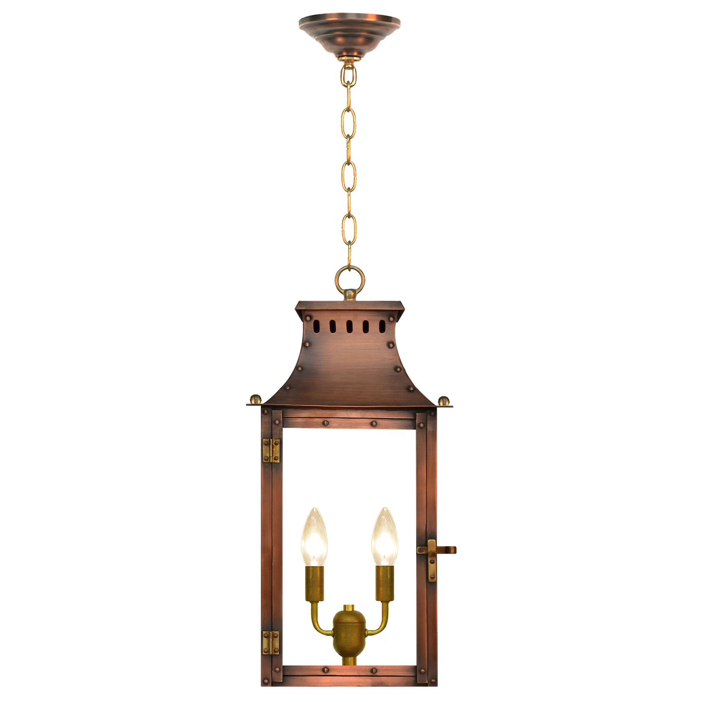 Market Street 21" Chain Mount Ceiling Lantern in Antique Copper, Electric