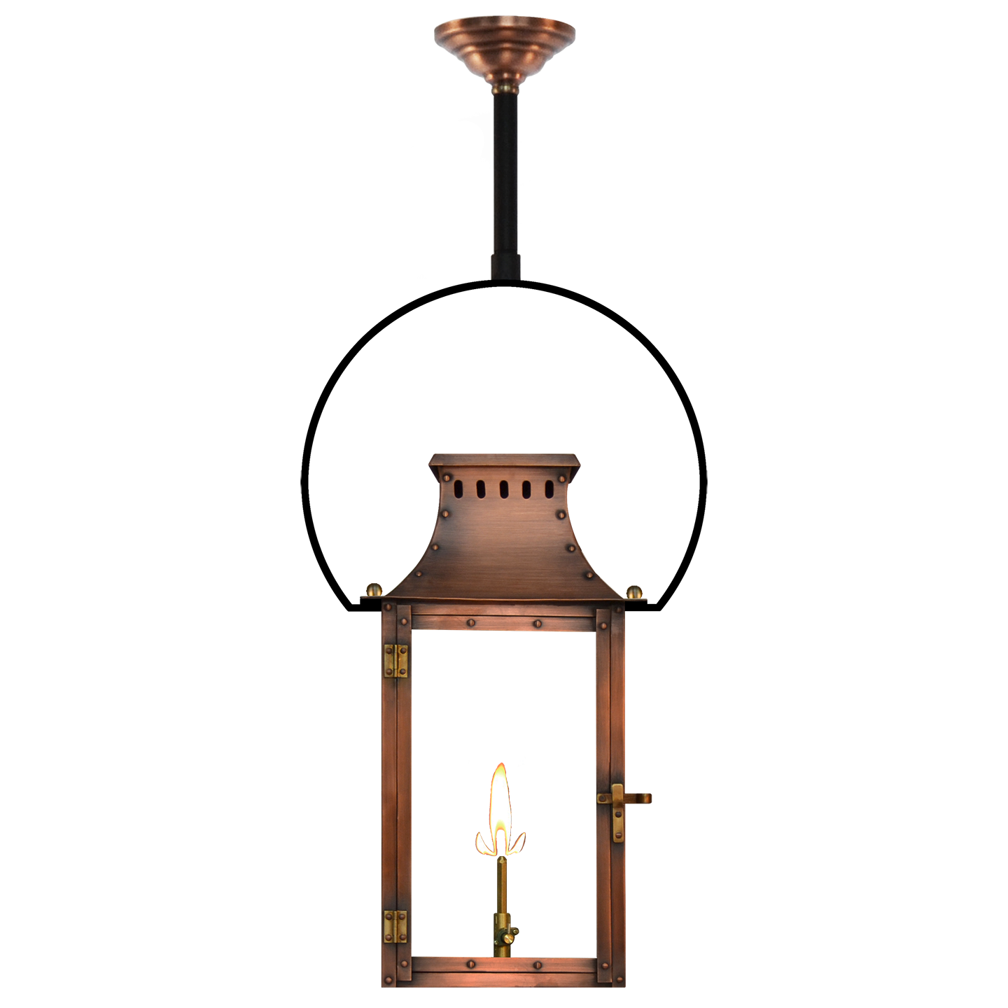 Market Street 21" Yoke Ceiling Lantern in Antique Copper, Gas, Propane Tip
