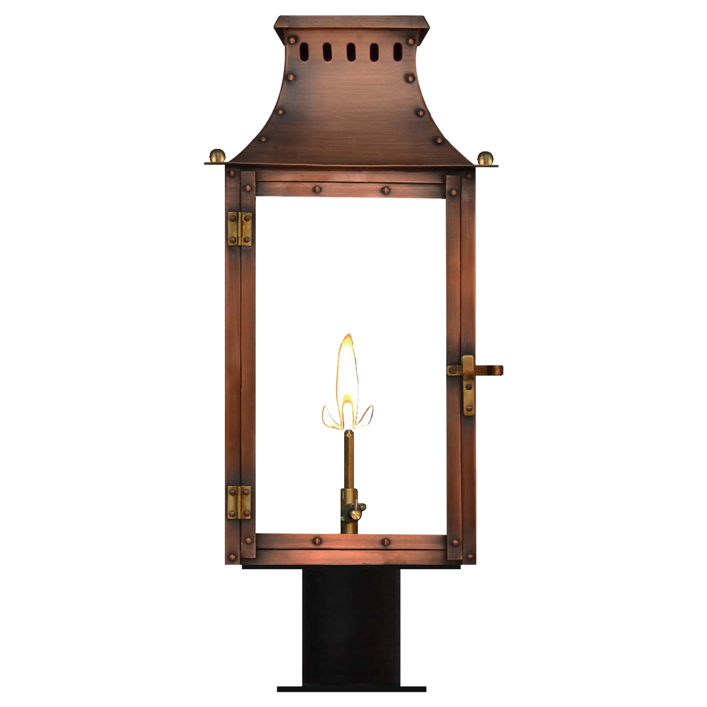 Market Street 21" Post Lantern in Antique Copper, Gas