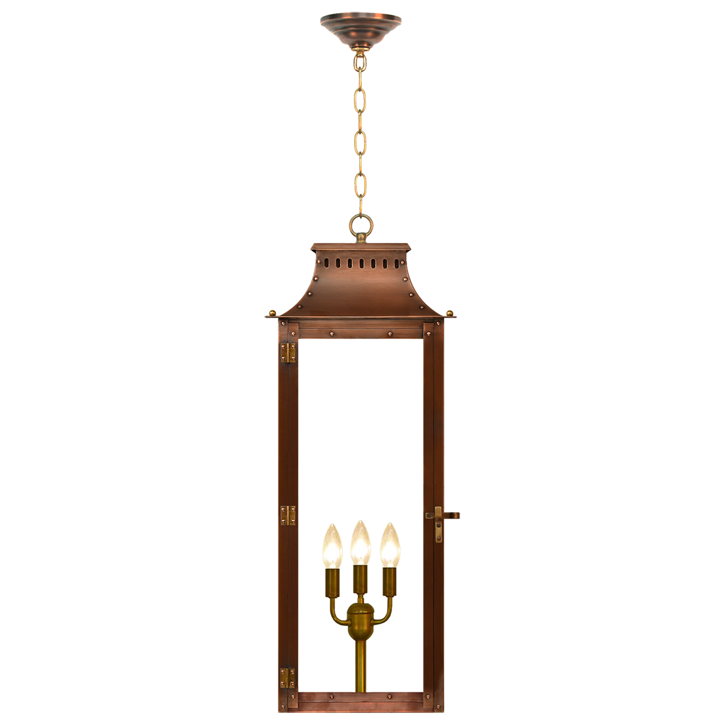 Market Street 30" Chain Mount Ceiling Lantern in Antique Copper, Electric