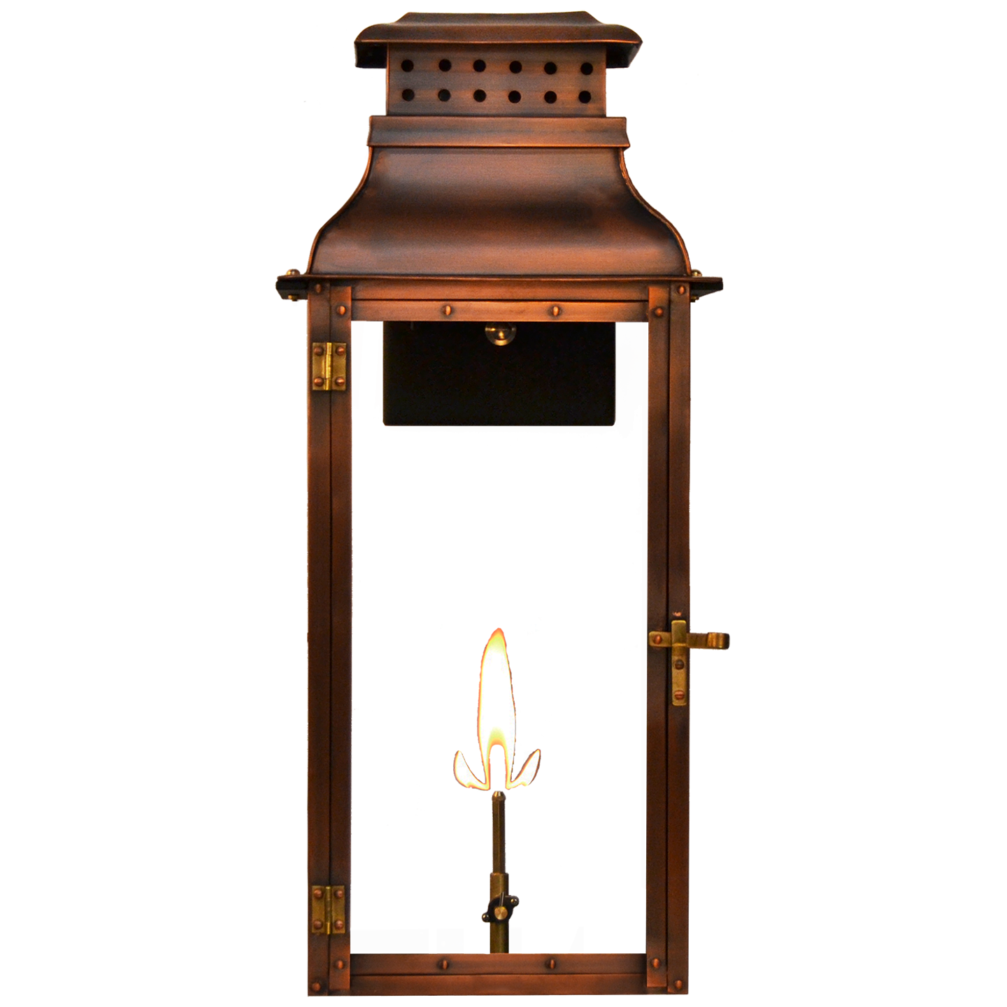 Palmetto 23.5" Wall Lantern in Antique Copper, Gas Propane Tip