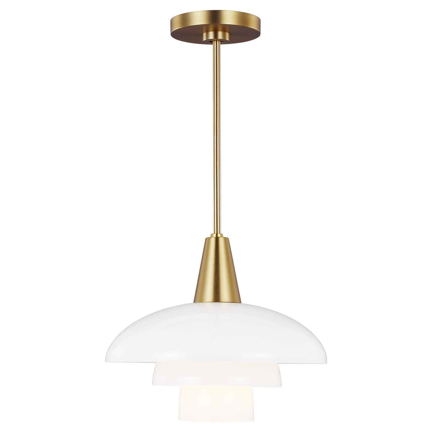 Rossie Pendant in Burnished Brass with White Glass