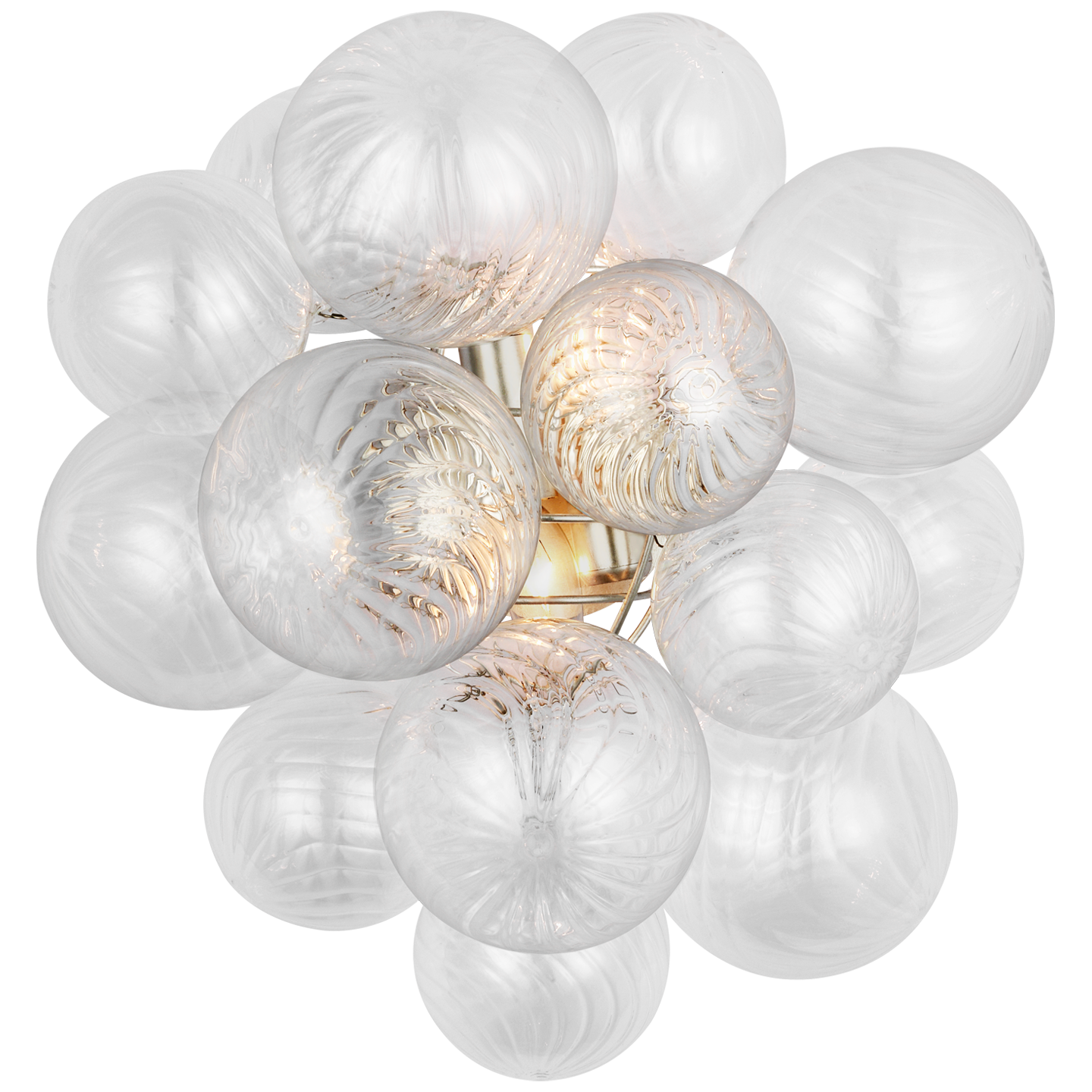 Talia Medium Sconce in Burnished Silver Leaf with Clear Swirled Glass