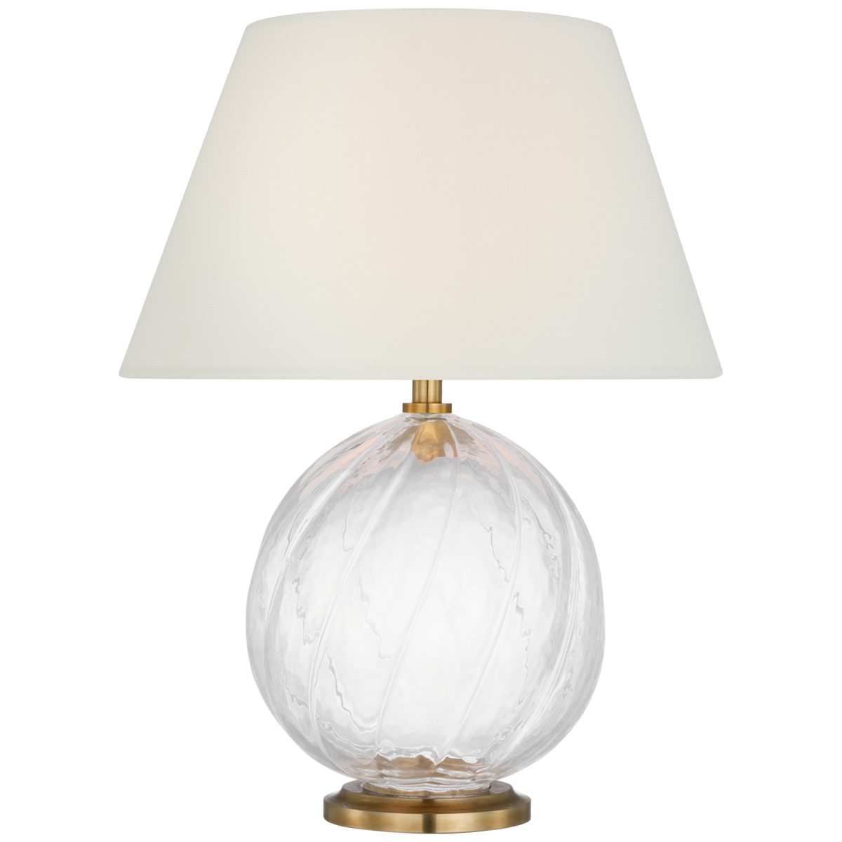 Talia 13" Cordless Accent Lamp in Clear Glass with Linen Shade