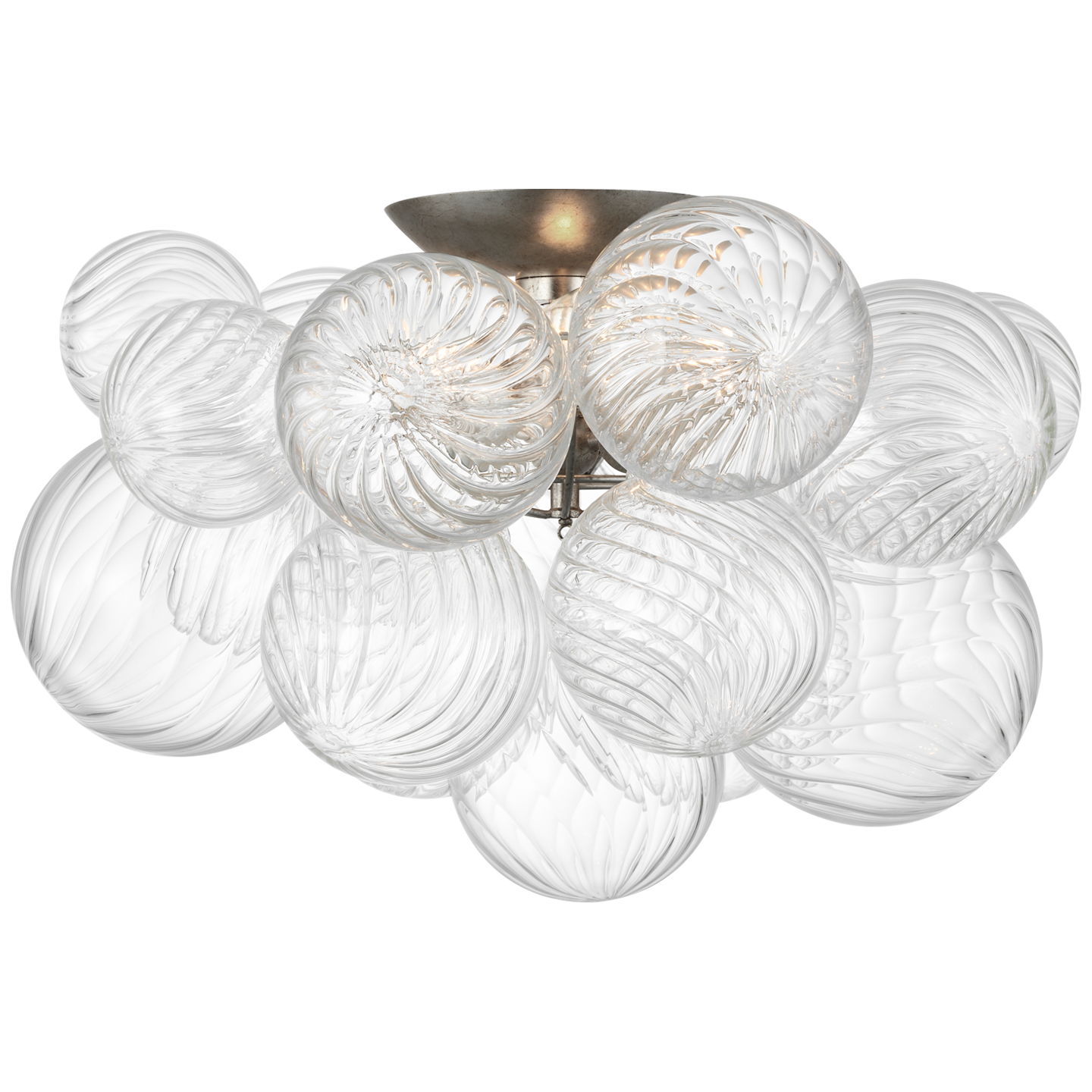 Talia 20" Flush Mount in Burnished Silver Leaf and Clear Swirled Glass