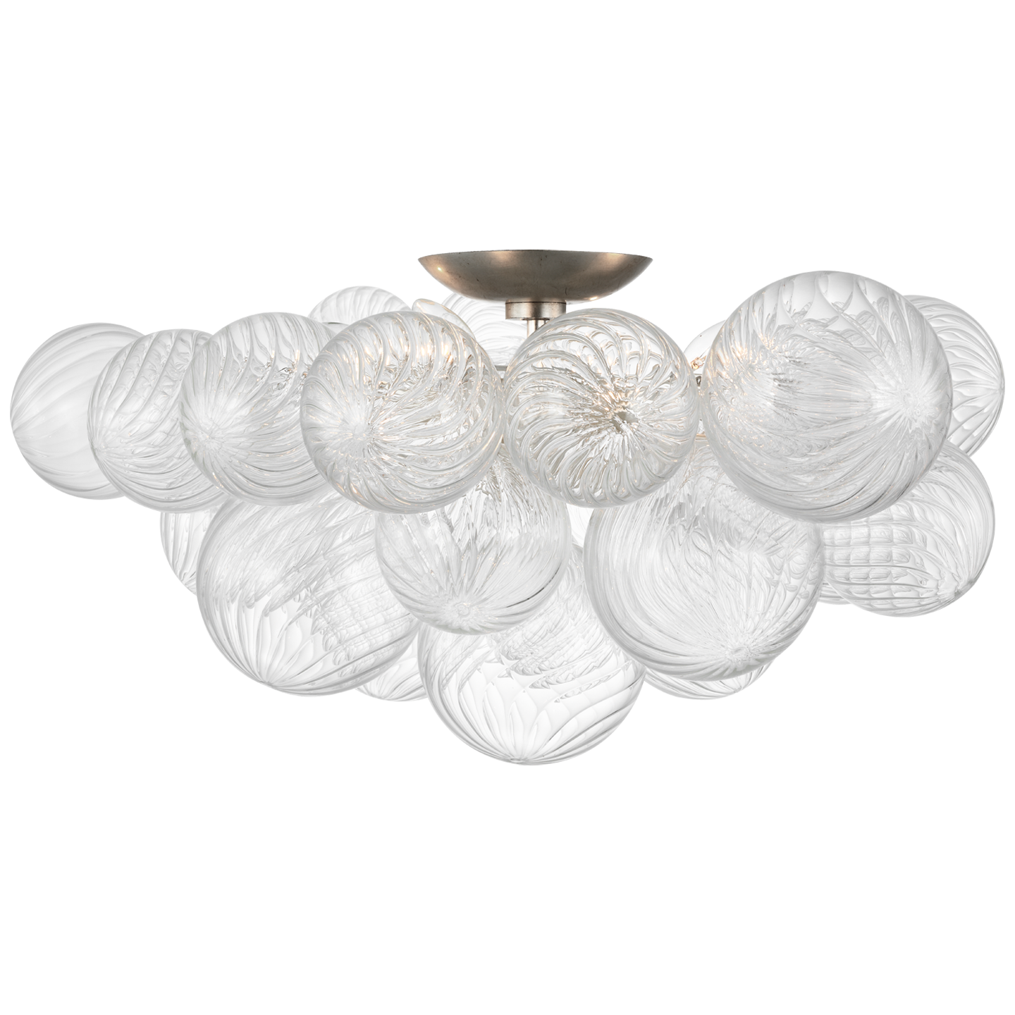 Talia 25" Flush Mount in Burnished Silver Leaf and Clear Swirled Glass