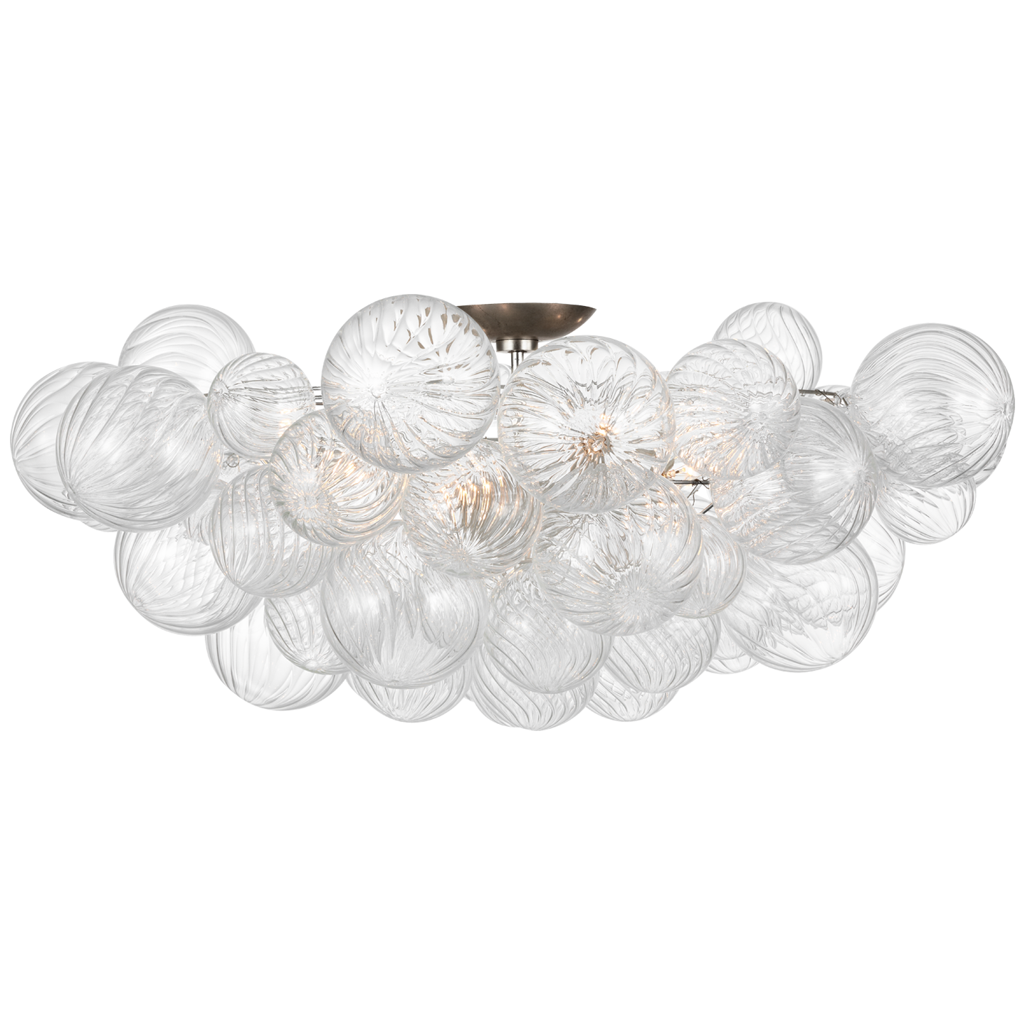 Talia 38" Flush Mount in Burnished Silver Leaf and Clear Swirled Glass