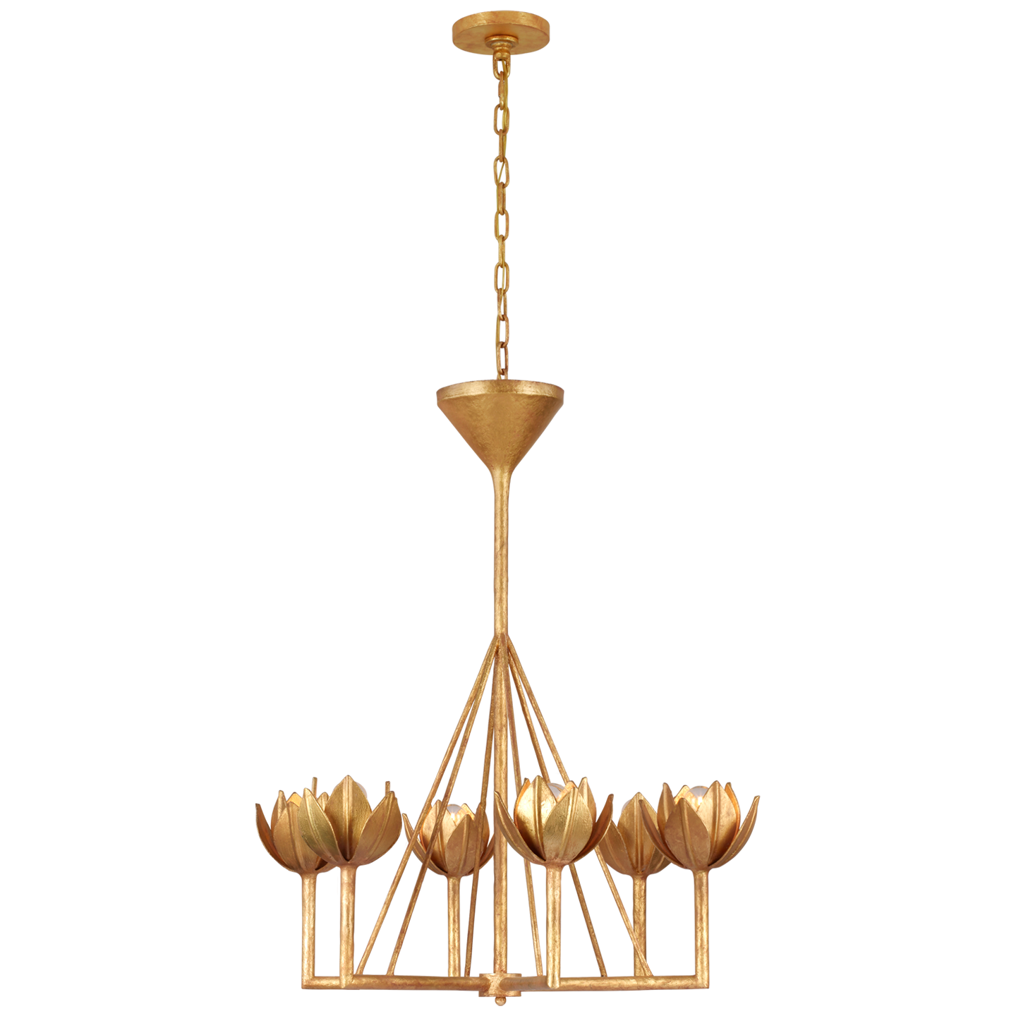 Alberto Small Single Tier Chandelier in Antique Gold Leaf