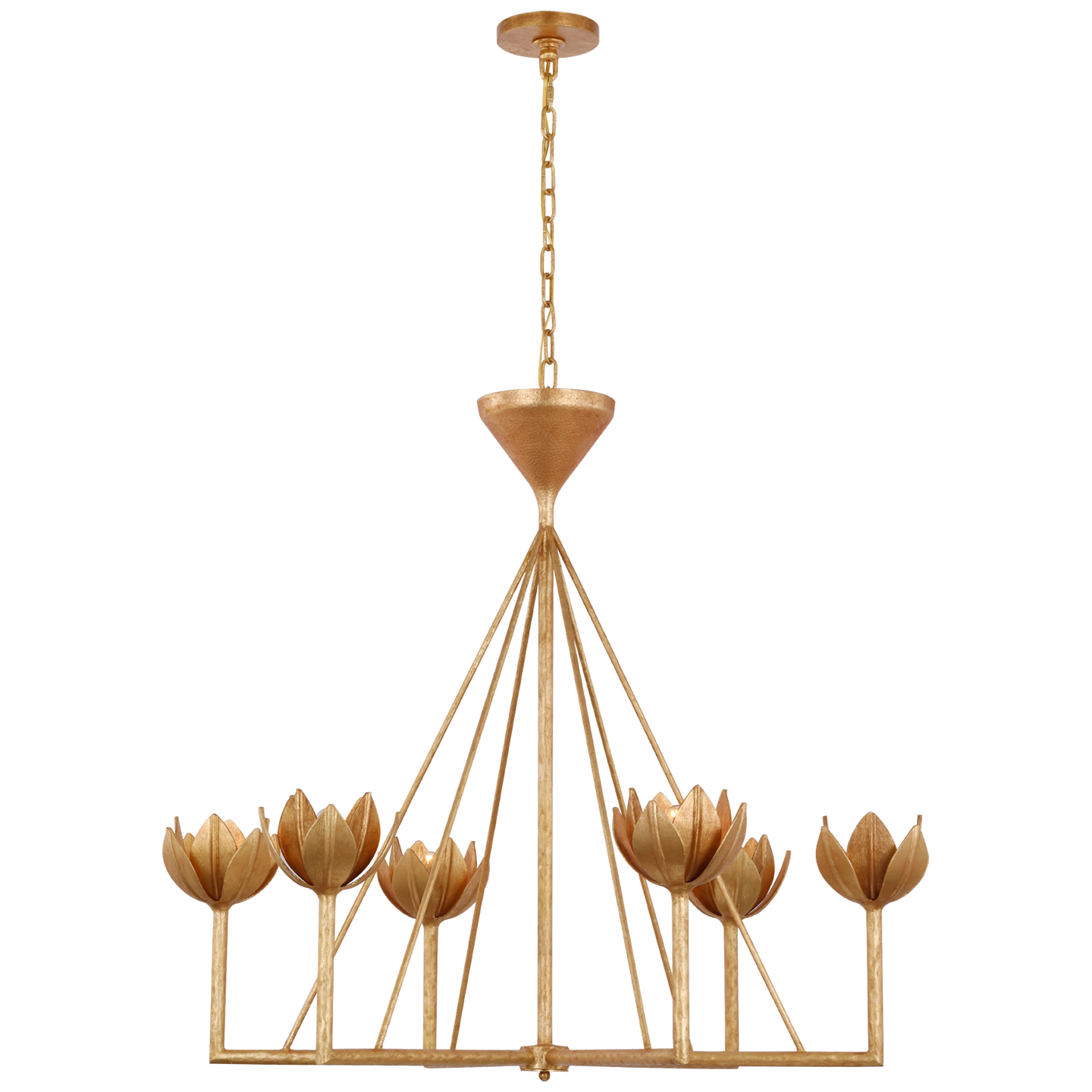 Alberto Large Low Ceiling Chandelier in Antique Gold Leaf