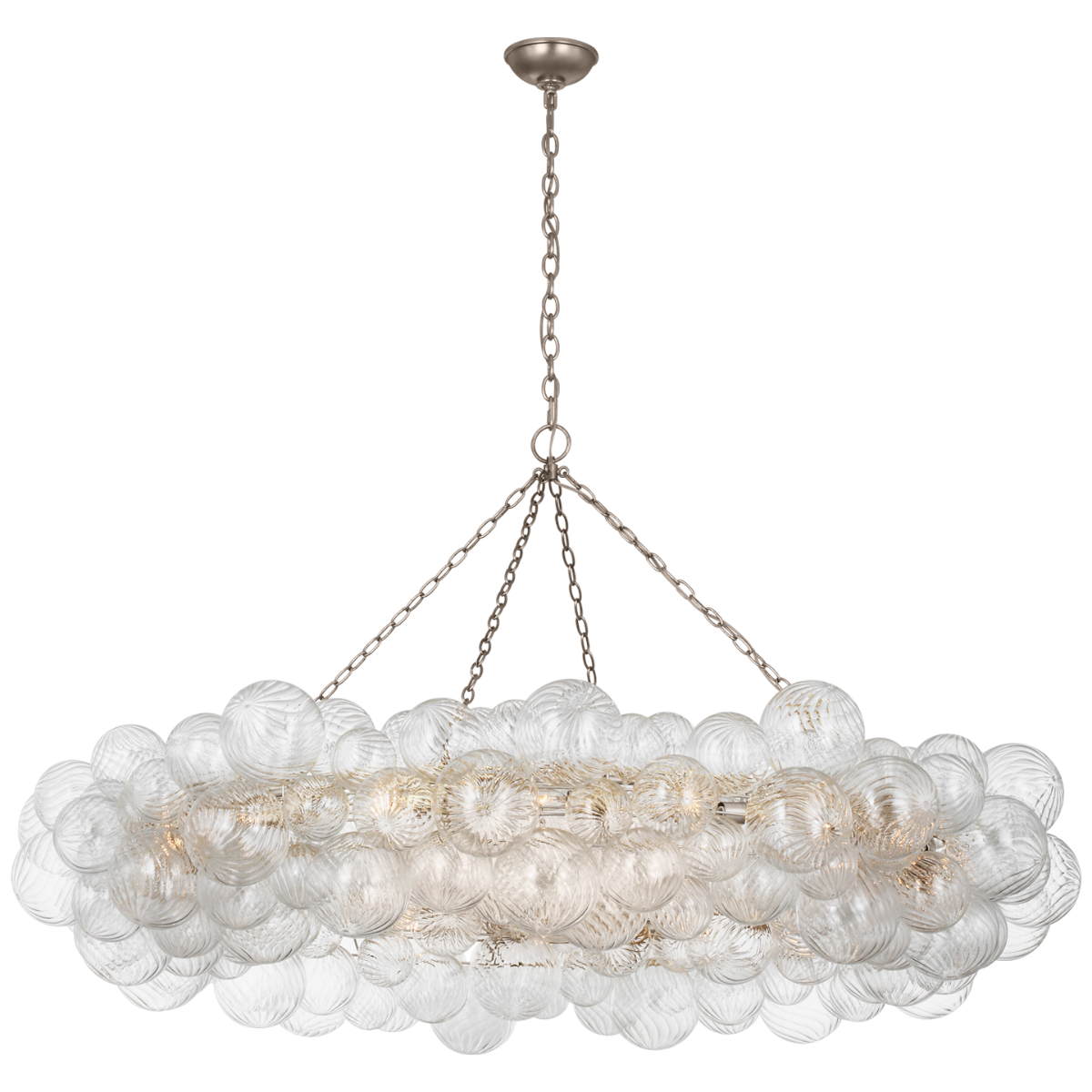 Talia 63" Ring Chandelier in Burnished Silver Leaf and Clear Swirled Glass