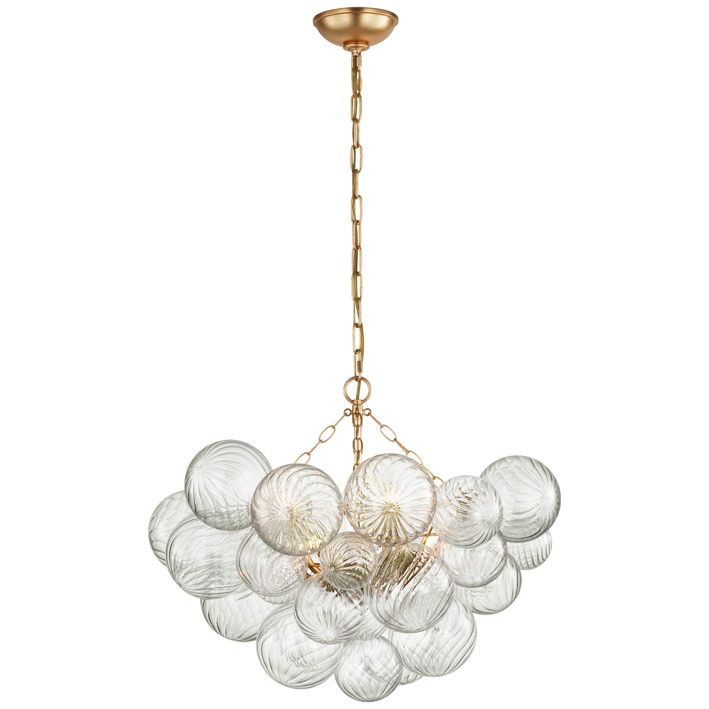 Talia Medium Chandelier in Gild and Clear Swirled Glass