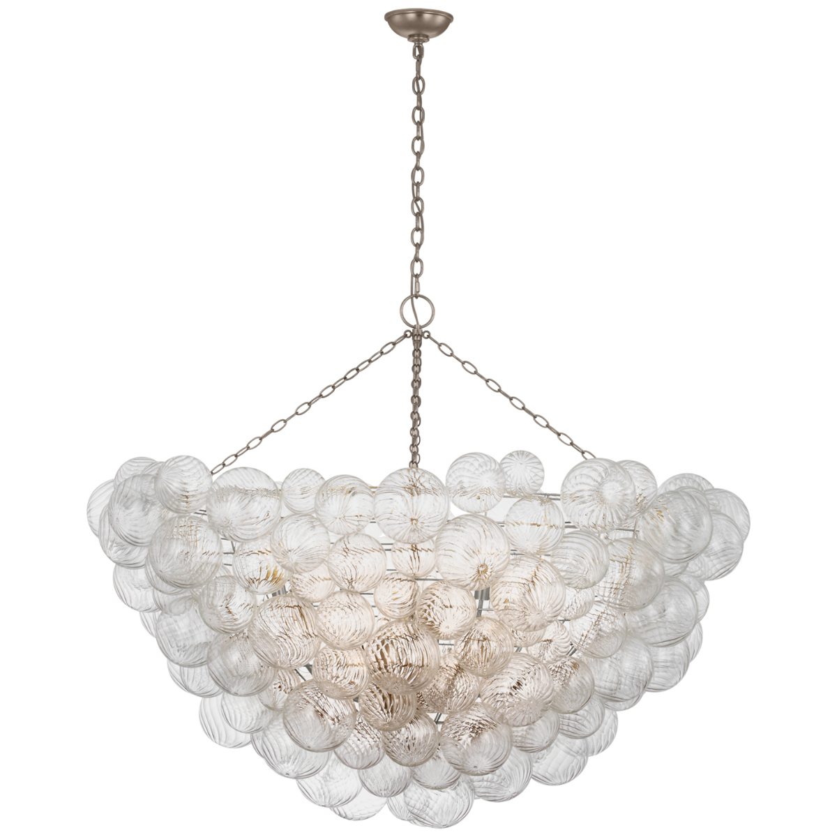 Talia 56" Chandelier in Burnished Silver Leaf and Clear Swirled Glass