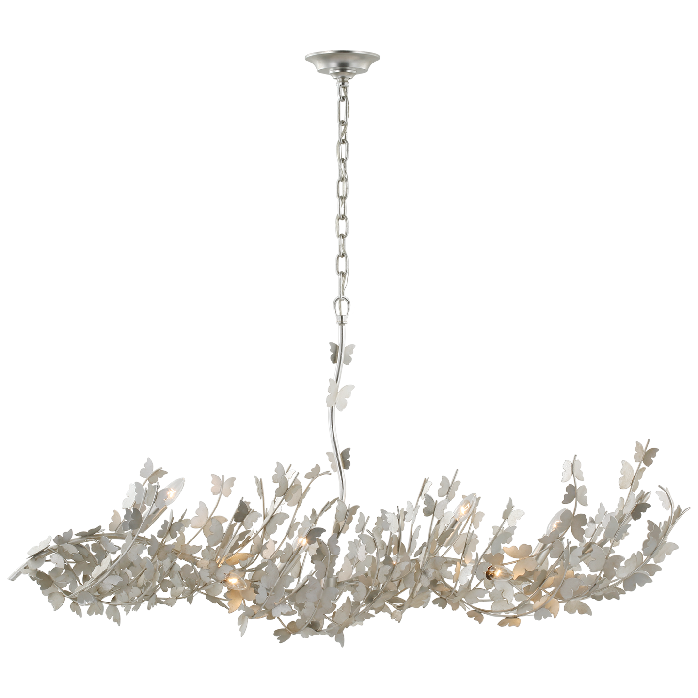 Farfalle Large Linear Chandelier in Burnished Silver Leaf