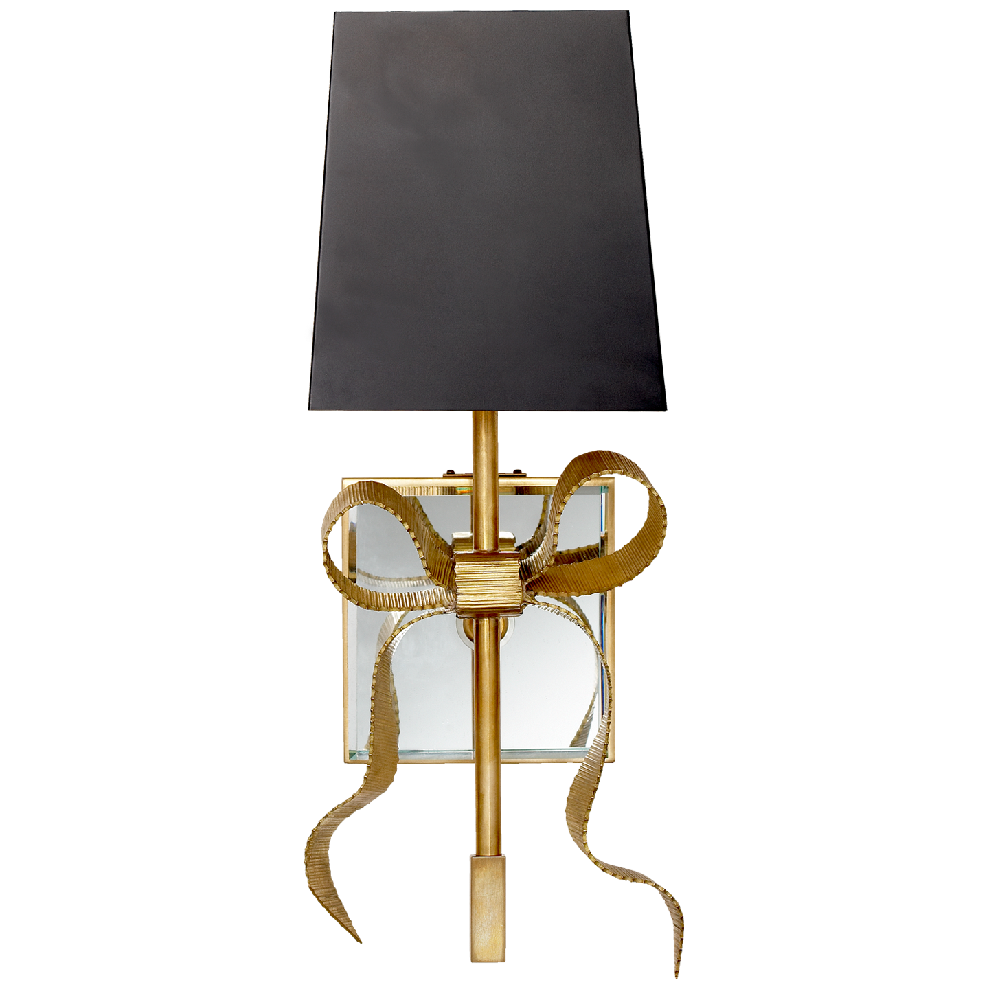 Ellery Gros-Grain Bow Small Sconce in Soft Brass with Matte Black Shade