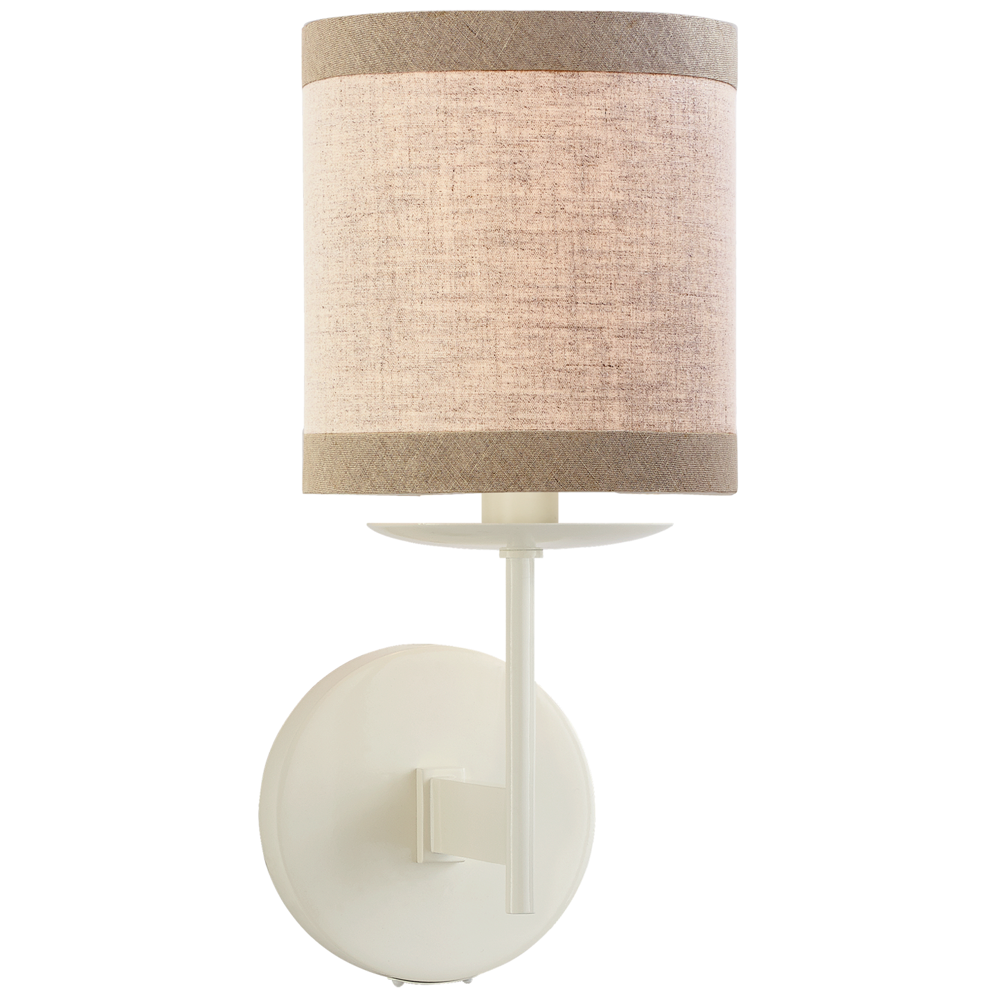 Walker Small Sconce in Light Cream with Natural Linen Shade