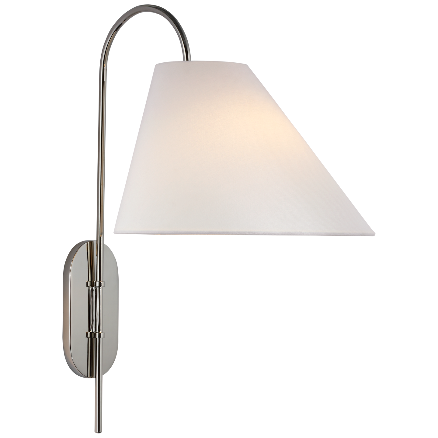 Kinsley Large Articulating Wall Light in Polished Nickel with Linen Shade