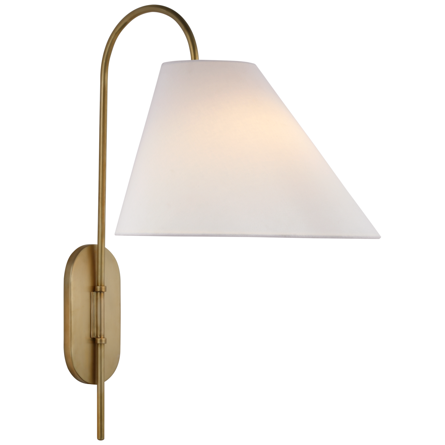 Kinsley Large Articulating Wall Light in Soft Brass with Linen Shade