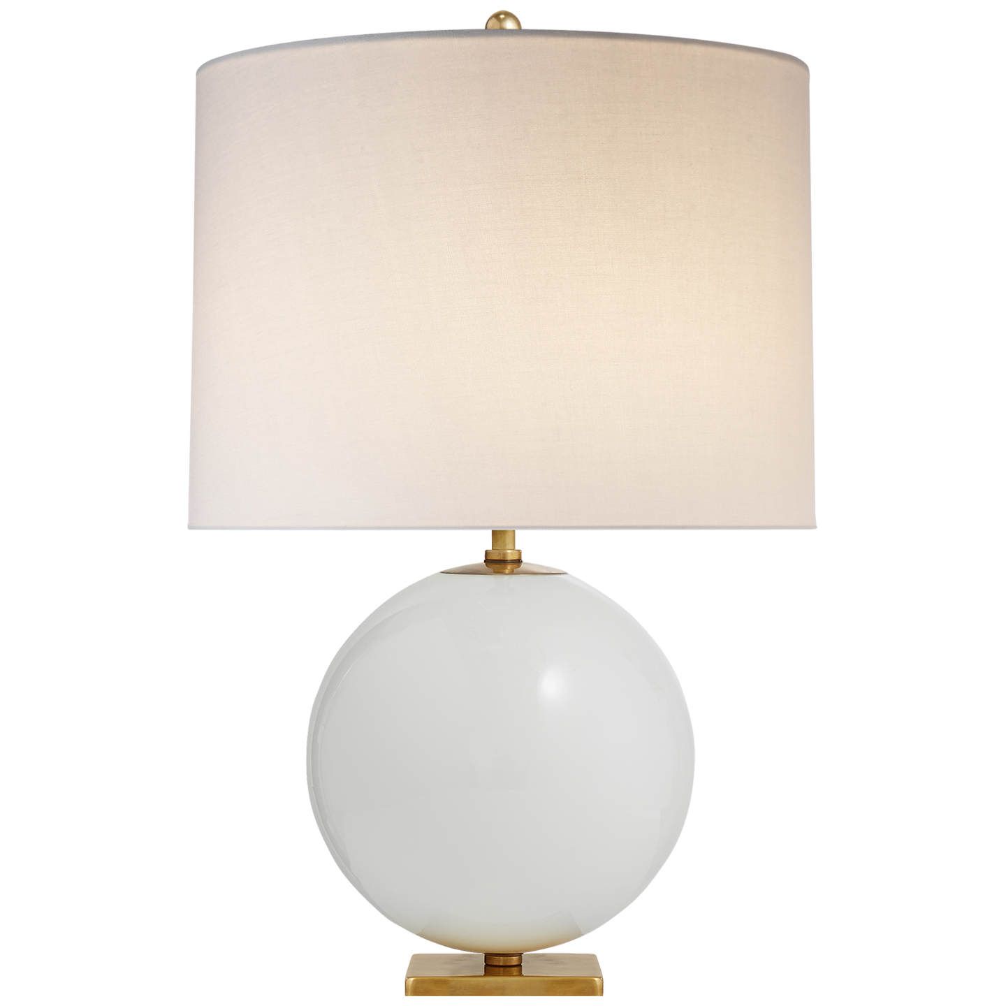 Elsie Table Lamp in Cream Reverse Painted Glass with Cream Linen Shade