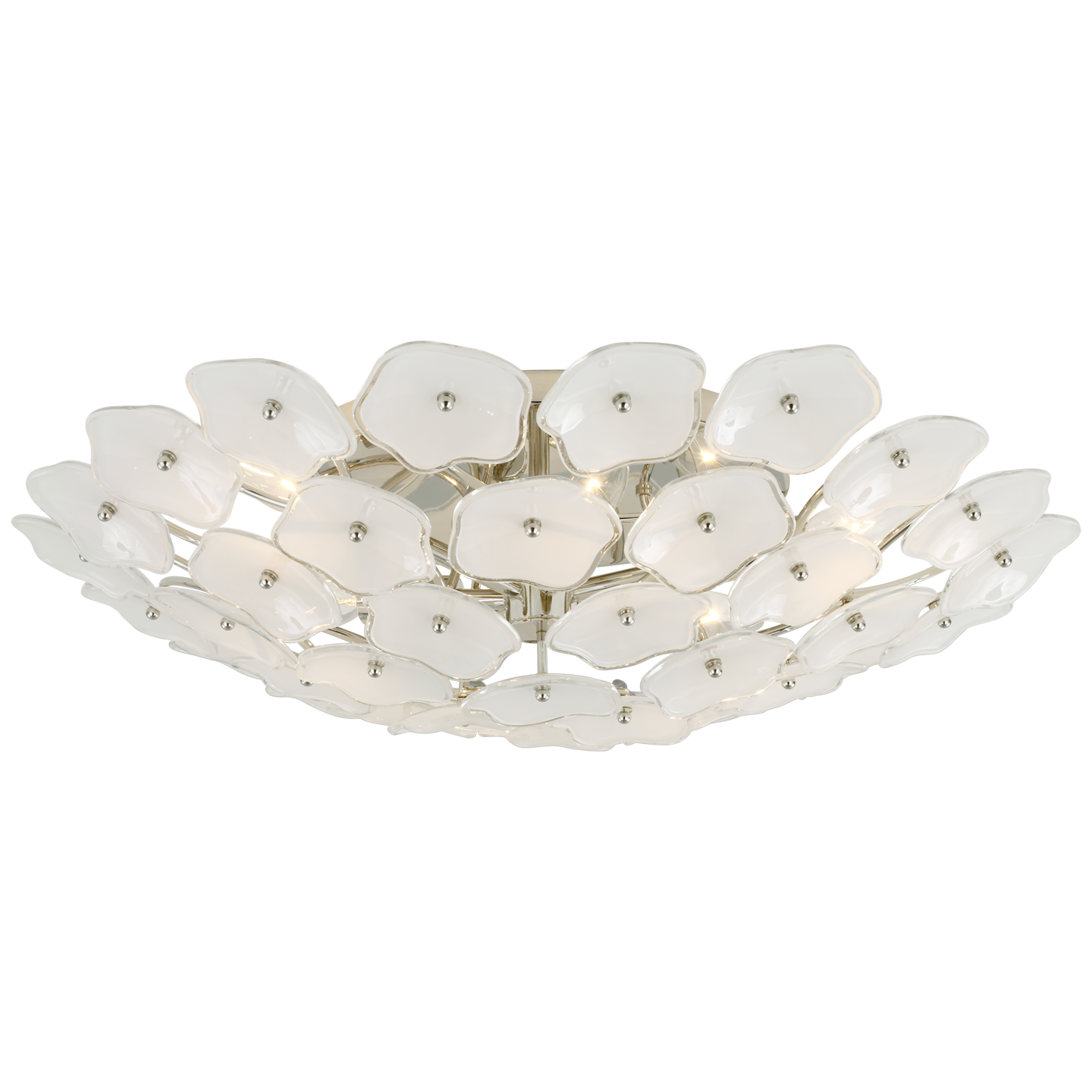 Leighton Large Flush Mount in Polished Nickel with Cream Tinted Glass