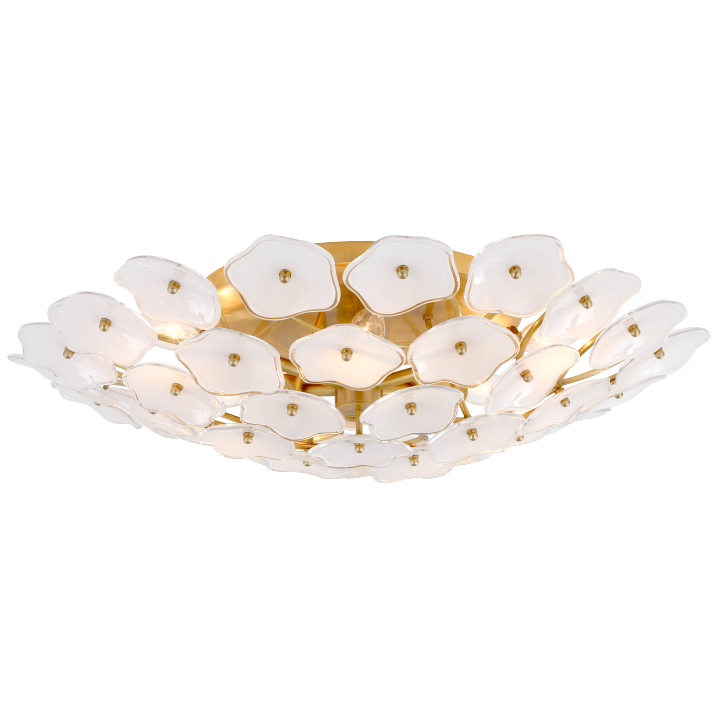 Leighton Large Flush Mount in Soft Brass with Cream Tinted Glass
