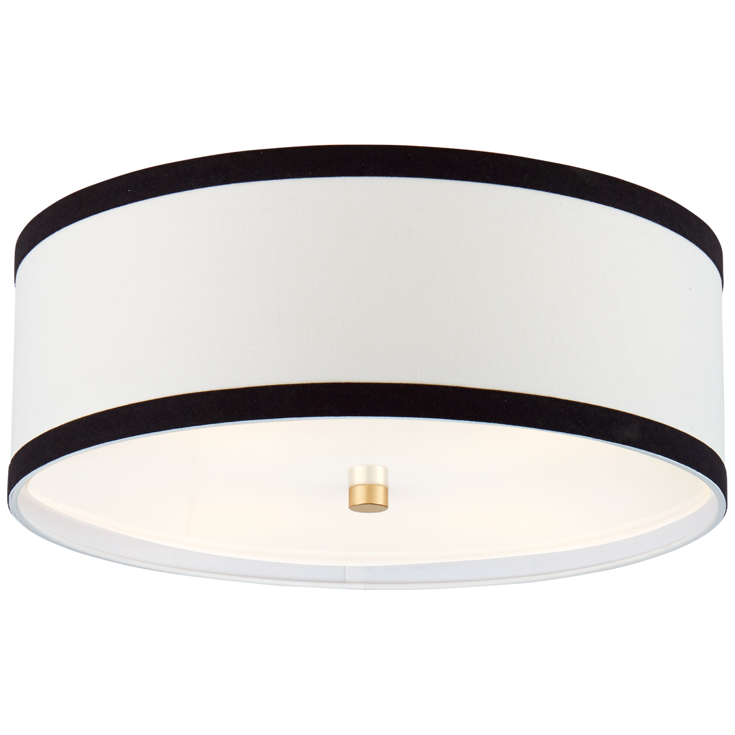 Walker Medium Flush Mount in Gild with Cream Linen with Black Linen Trim