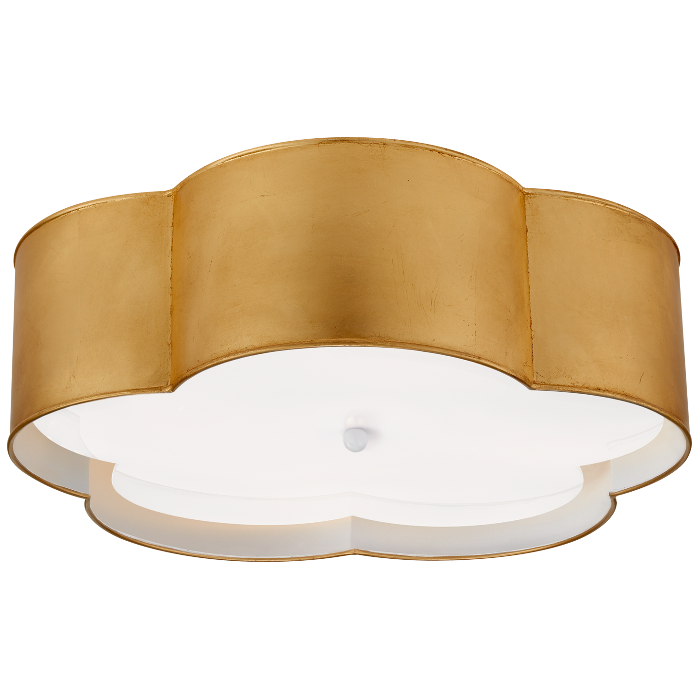 Bryce Large Flower Flush Mount in Gild and White with Frosted Acrylic
