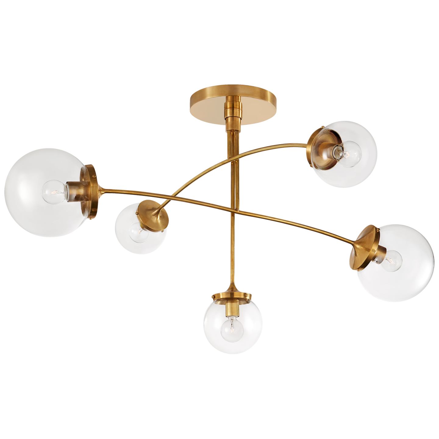 Prescott Medium Mobile Chandelier in Soft Brass with Clear Glass