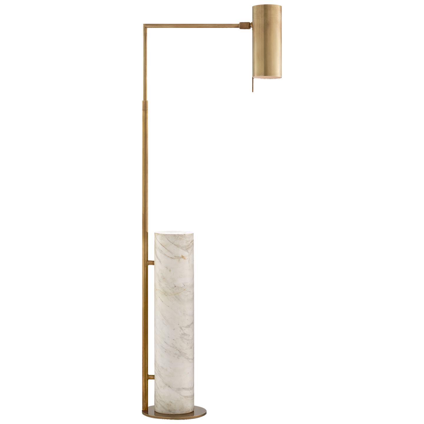Alma Floor Lamp in Antique-Burnished Brass and White Marble