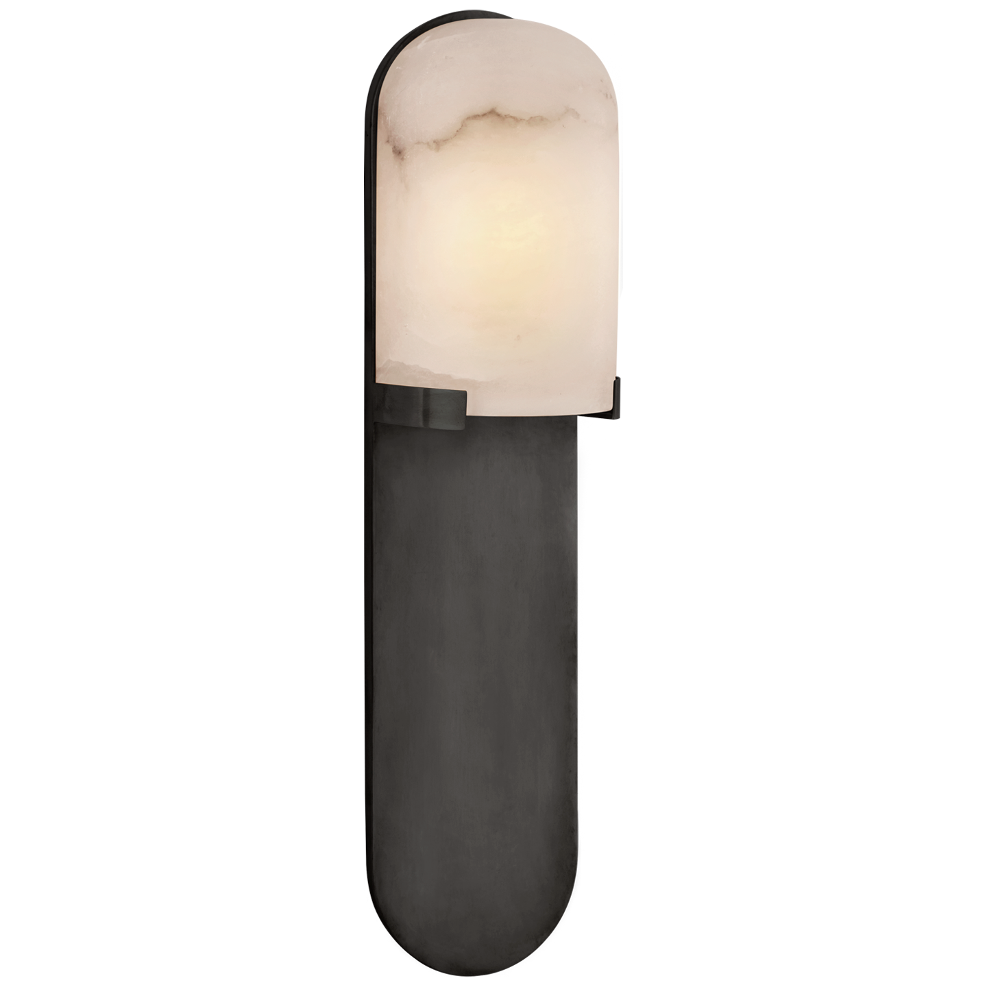 Melange Medium Elongated Pill Sconce in Bronze with Alabaster Shade