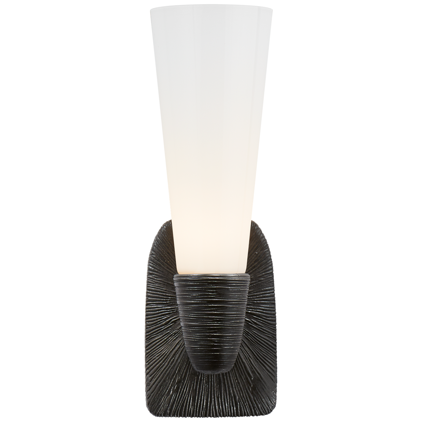 Utopia Small Single Bath Sconce in Aged Iron with White Glass