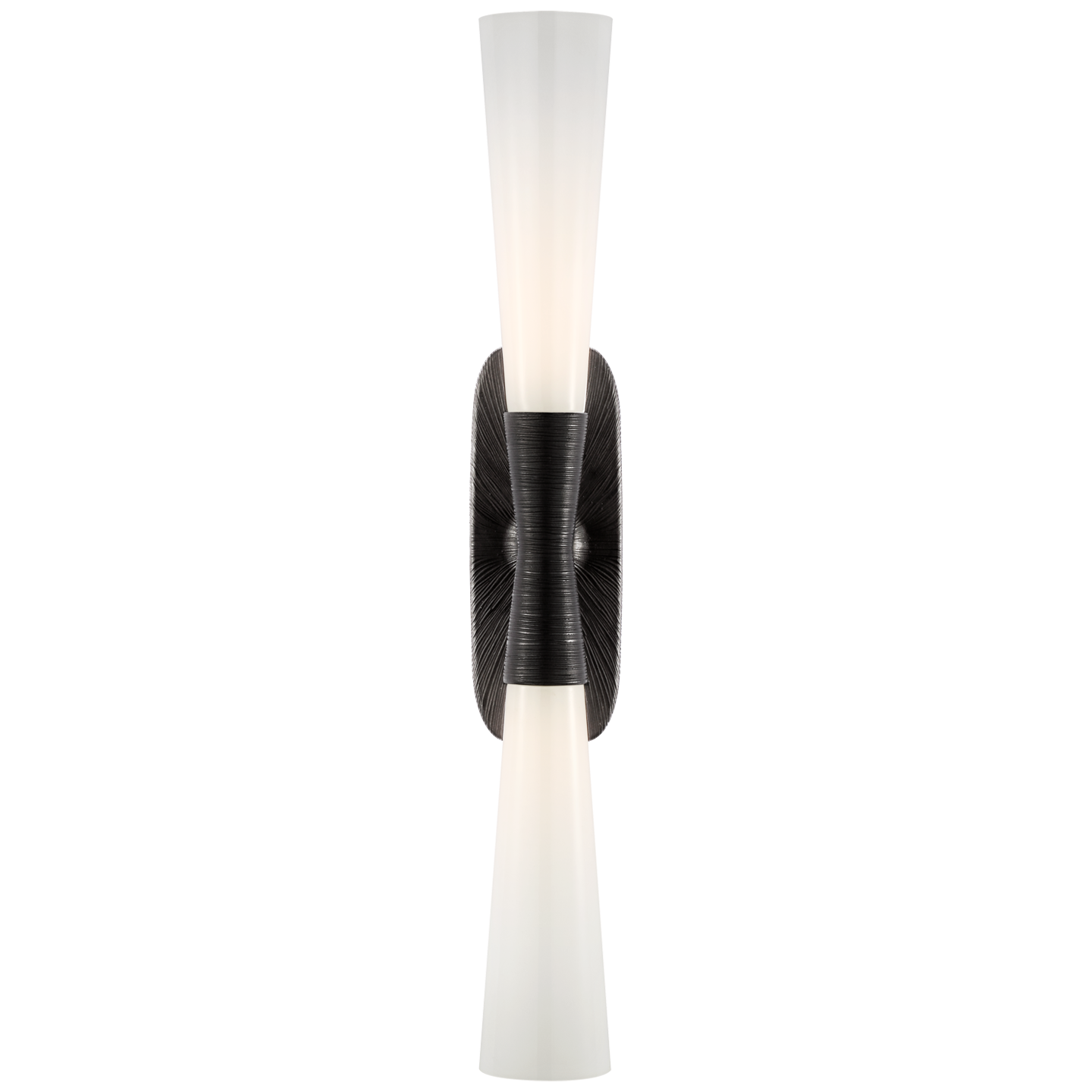 Utopia 32" Double Bath Sconce in Aged Iron with White Glass