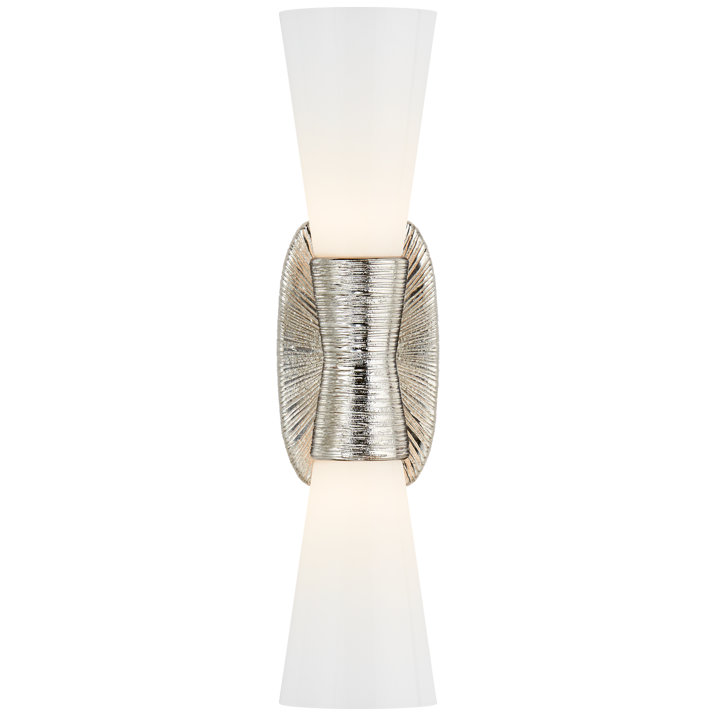 Utopia Small Double Bath Sconce in Polished Nickel with White Glass