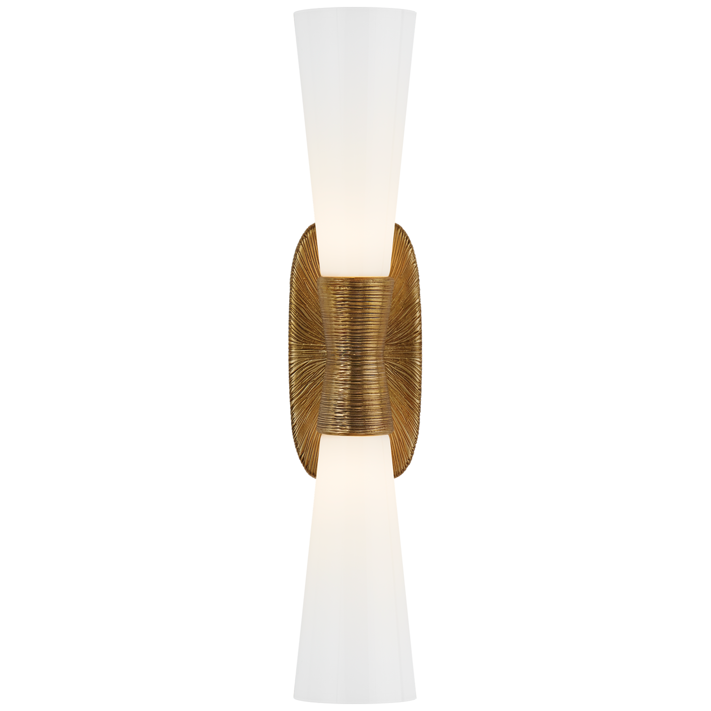 Utopia Large Double Bath Sconce in Gild with White Glass