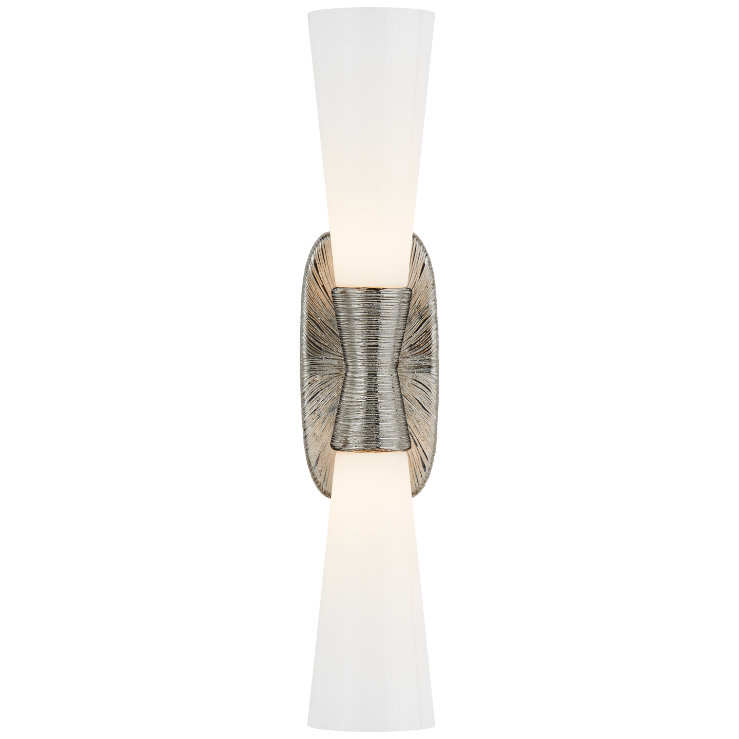 Utopia Large Double Bath Sconce in Polished Nickel with White Glass