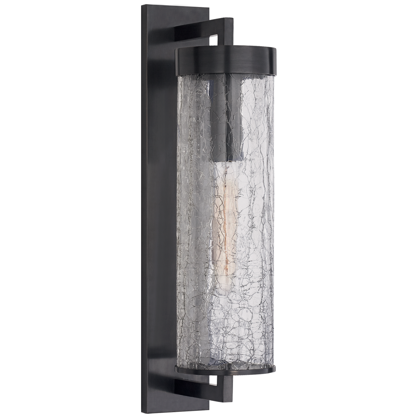 Liaison Large Bracketed Wall Sconce in Bronze with Crackle Glass