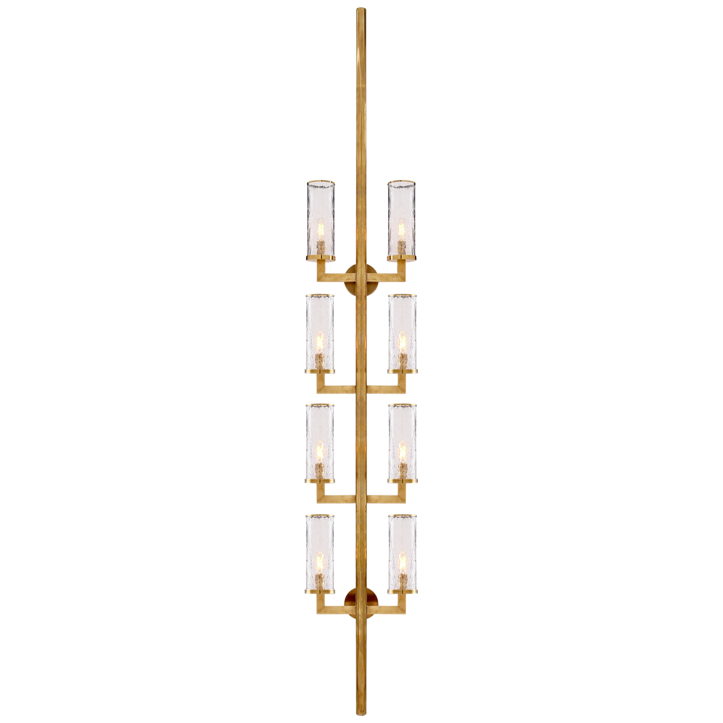 Liaison Statement Sconce in Antique-Burnished Brass with Crackle Glass