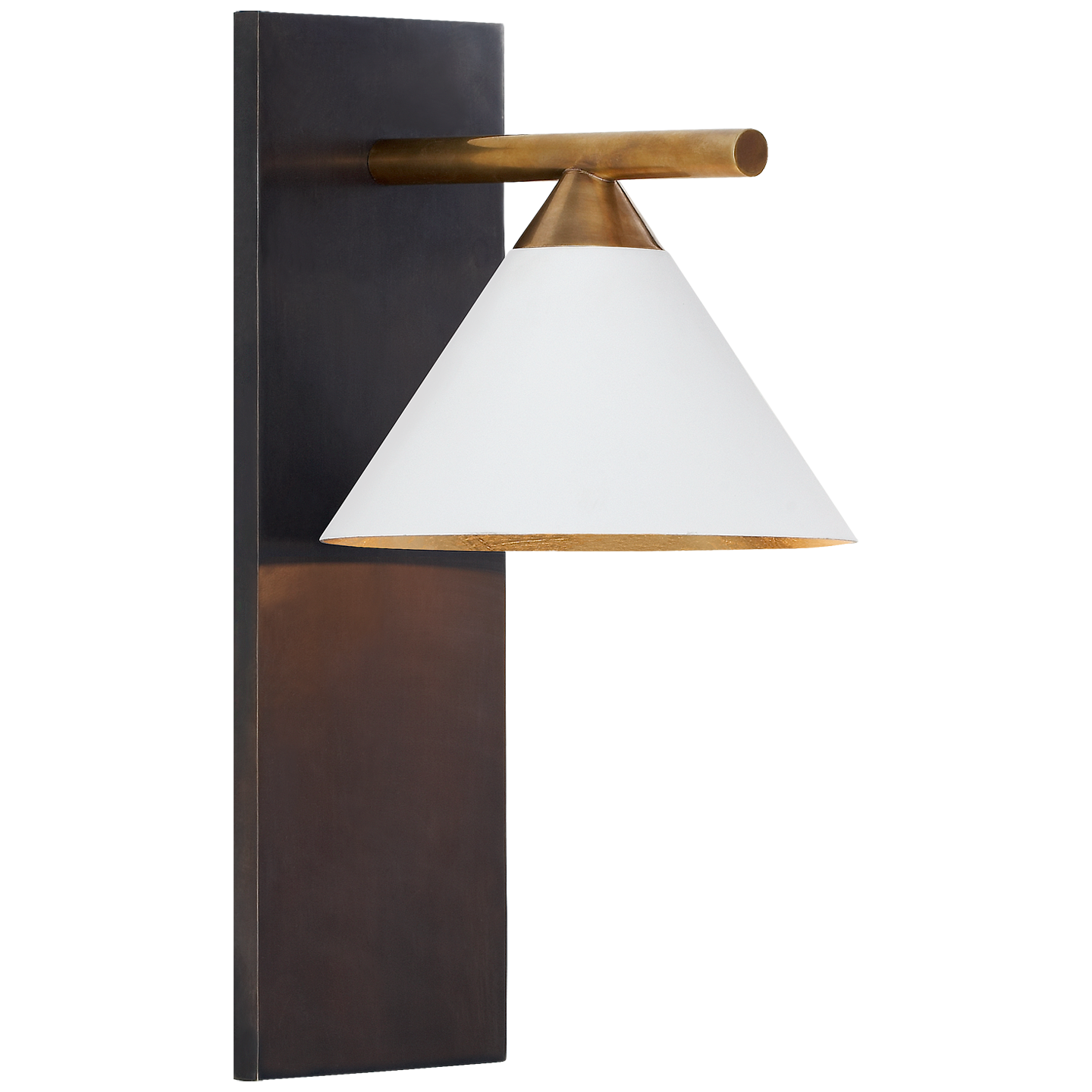 Cleo Sconce in Bronze and Antique-Burnished Brass with Matte White Shade