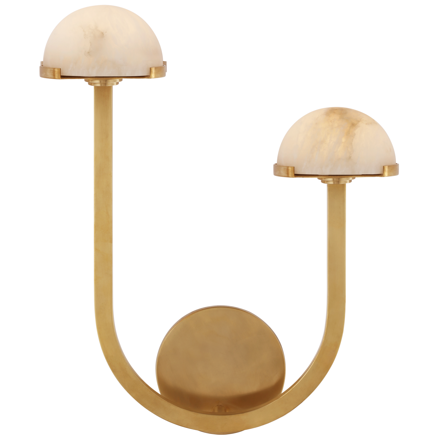 Pedra 15" Asymmetrical Right Sconce in Antique-Burnished Brass with Alabaster