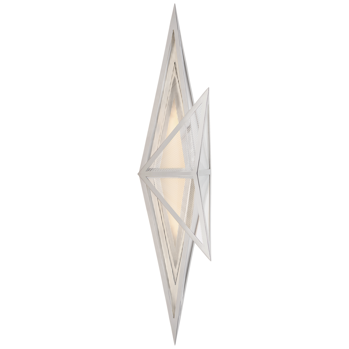 Ori Tall Sconce in Polished Nickel with Clear Lined Glass