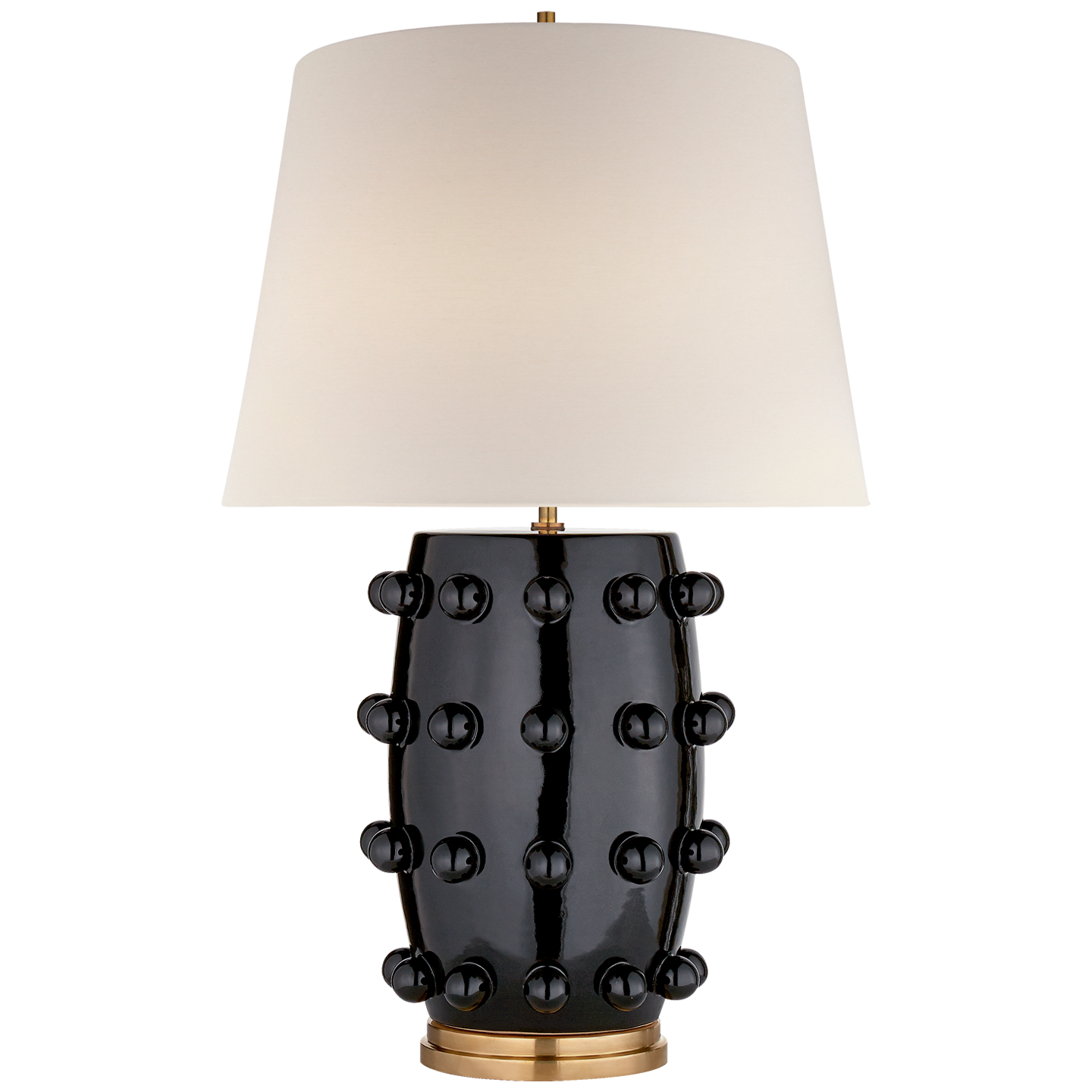 Linden Medium Lamp in Black with Linen Shade