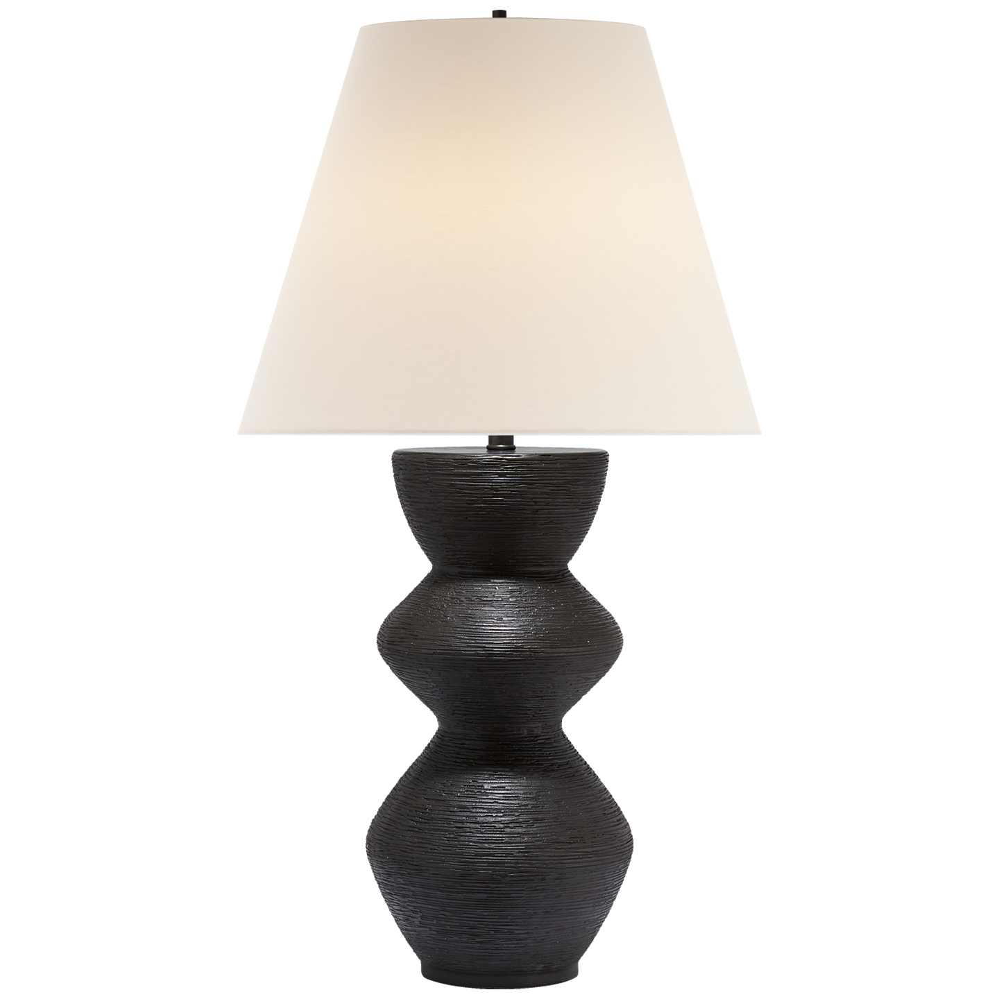 Utopia Table Lamp in Aged Iron with Linen Shade