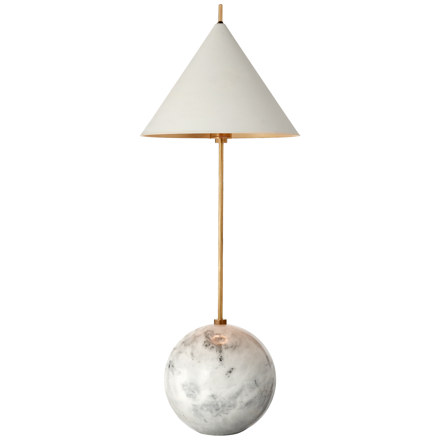 Cleo Orb Base Accent Lamp in Antique-Burnished Brass with Antique White Shade
