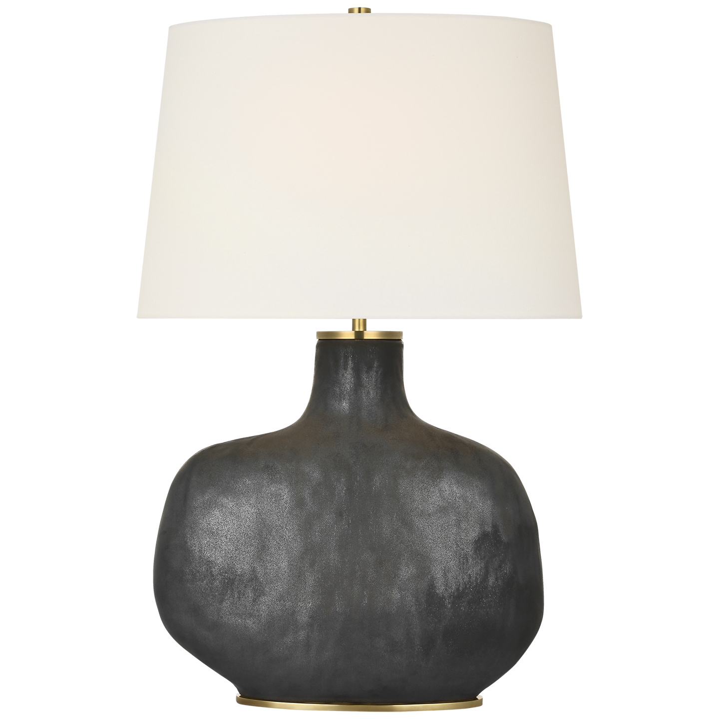 Beton Medium Table Lamp in Stained Black Metallic with Linen Shade 220V
