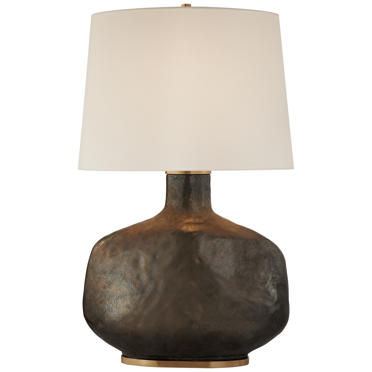 Beton Large Table Lamp in Crystal Bronze Ceramic with Linen Shade