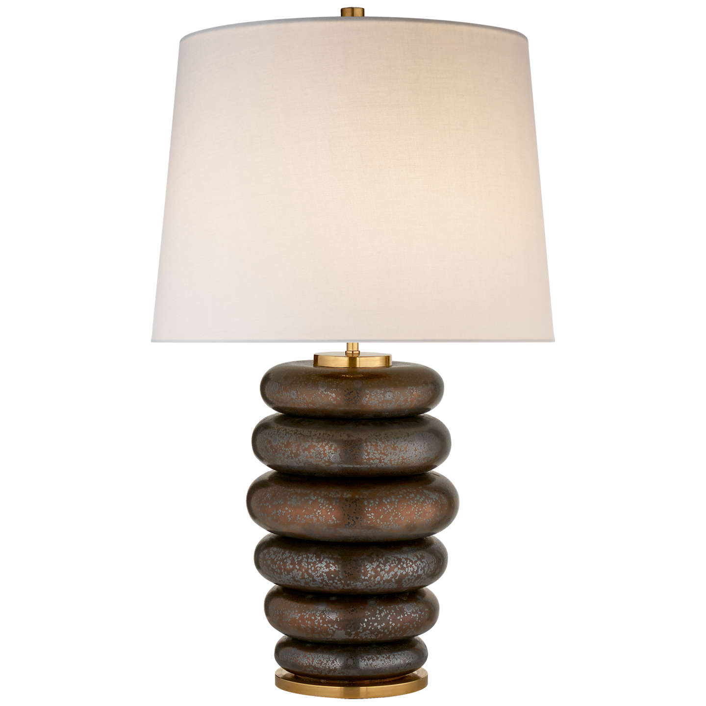 Phoebe Stacked Table Lamp in Crystal Bronze with Linen Shade